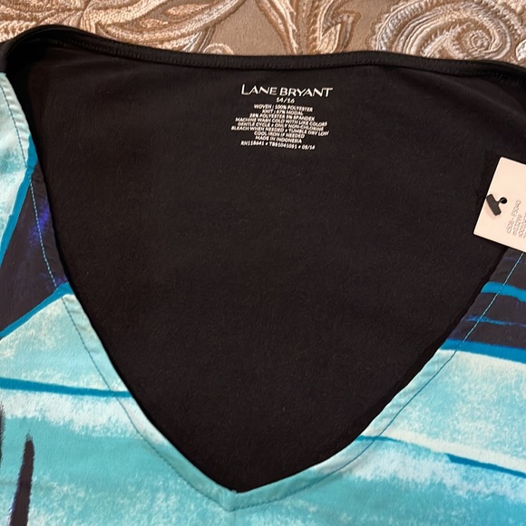 Lane Bryant 3/4 sleeve, front bod: teal, black purple back body: black knit - Picture 2 of 8